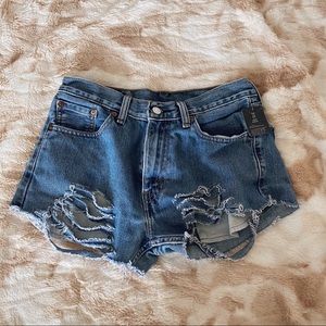 Levi Strauss 505 Distressed Denim Shorts